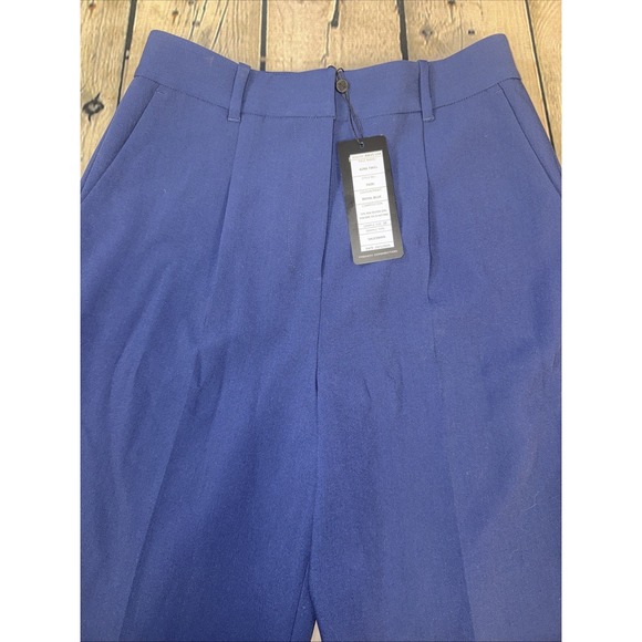 French Connection Azra Twill Wide Leg Pants Womens Size 10 Royal Blue - Picture 3 of 7